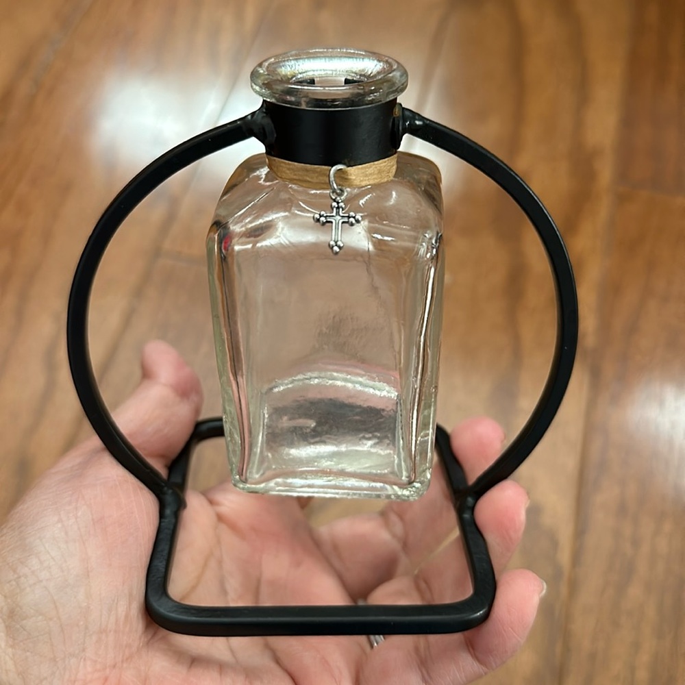 ***SOLD***Bud vase with stand and small cross detail